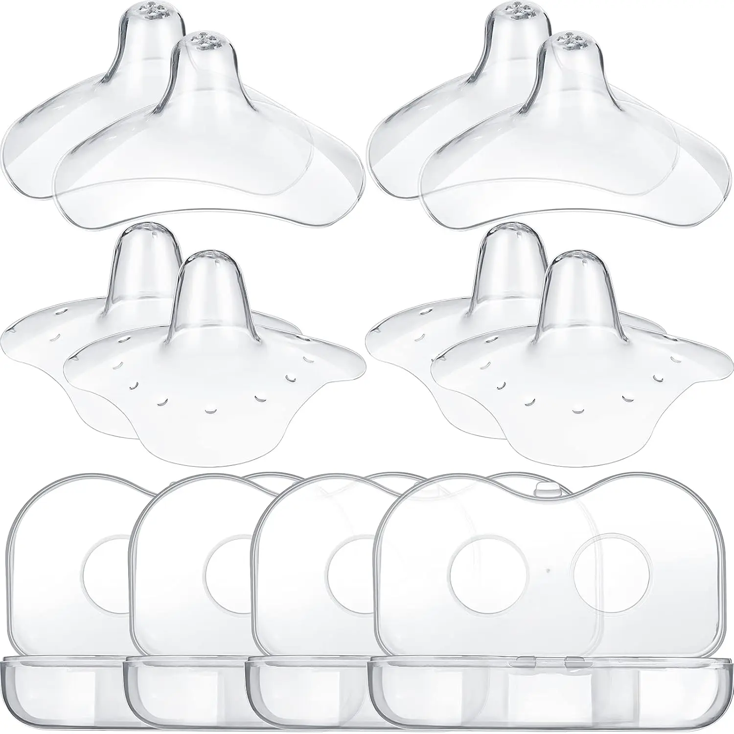 8 Pcs Nipple Shields  Nursing Newborn Breastfeeding 20 mm 15 mm Nipple Shield Bulk Silicone Protector with Clear Carrying Case  Protecting Sore, Flat or Inverted