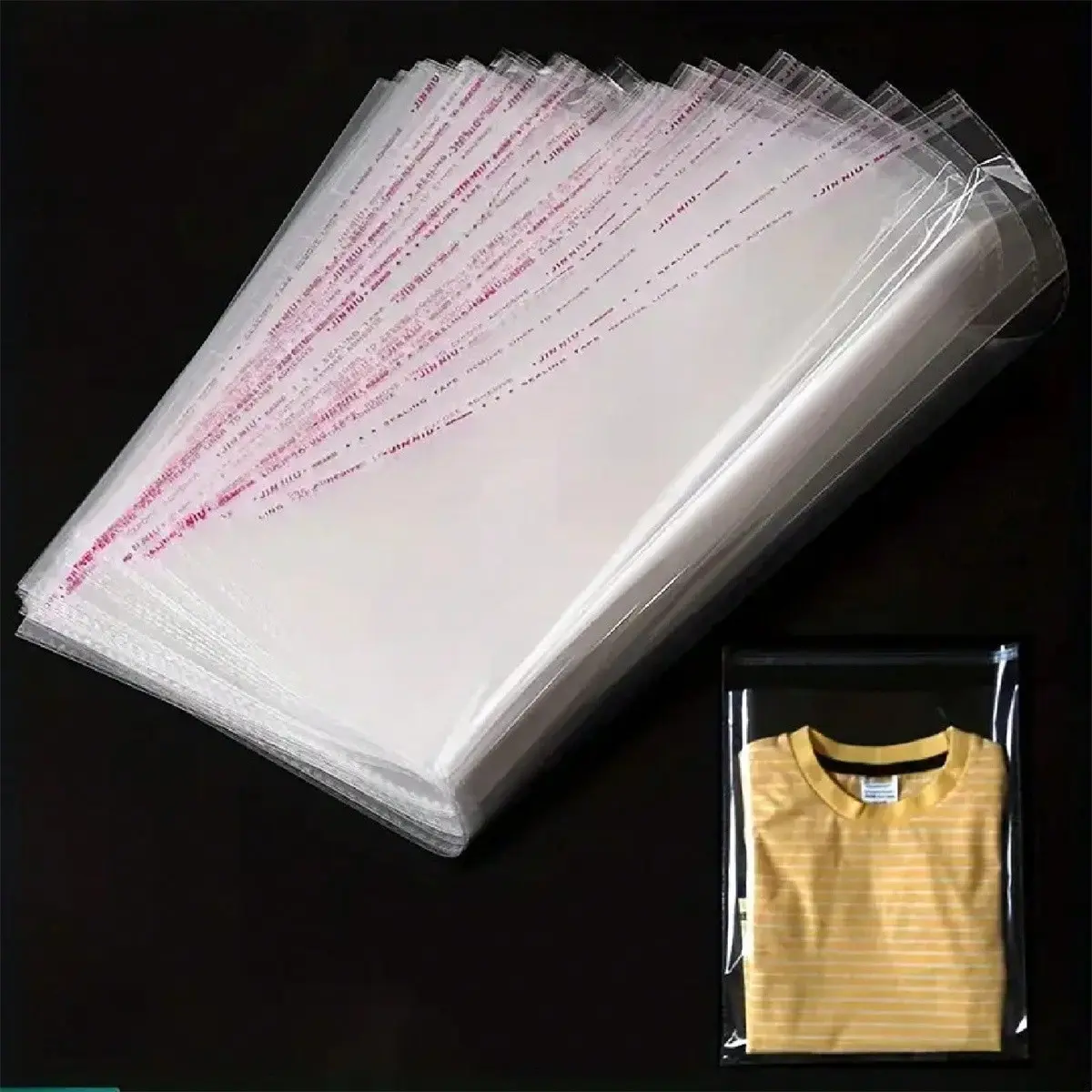50pcs Self-Adhesive Transparent Plastic Bags, Waterproof and Fade-Resistant, Ideal for Clothing, Shirts, Gift Wrapping, Reusable, Premium Packaging