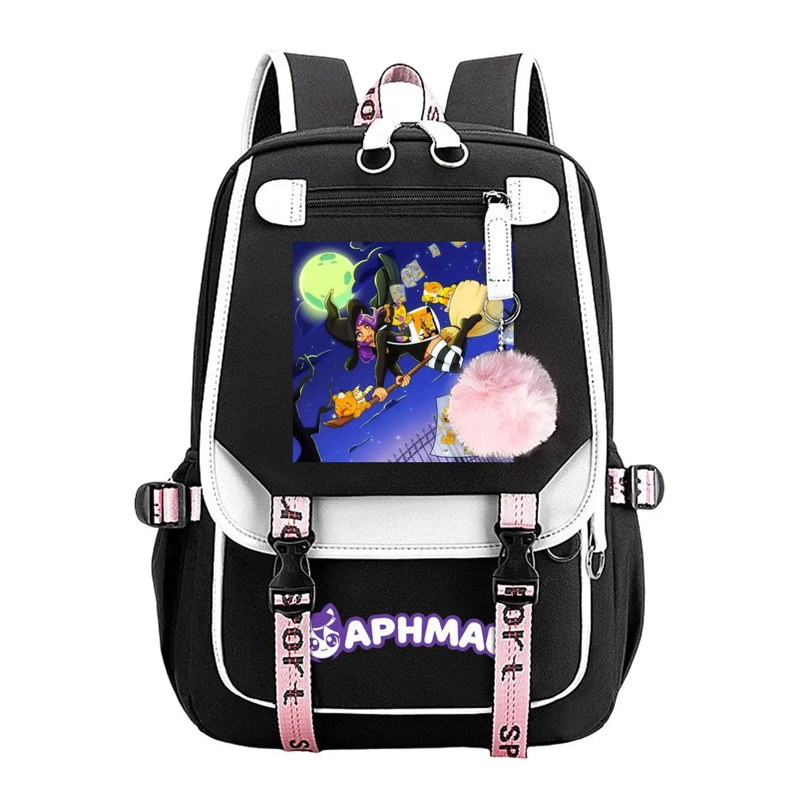 Aphmau Halloween Print Backpack for Boys & Girls, Teen Student School Bag, Large Capacity Backpack,  Water-Resistant Durable Design, Multi-Pocket Organizer, Perfect Birthday & Holiday Gift 11.4” × 18.1”