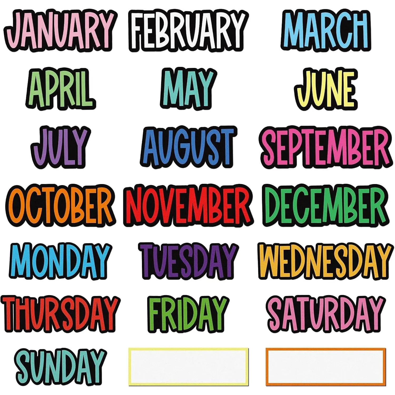 21 count  Monthly Headliners Days of the Week  Months of the Year Bulletin Board Classroom Calendar Set or School  Locker Whiteboard (Chalkboard)