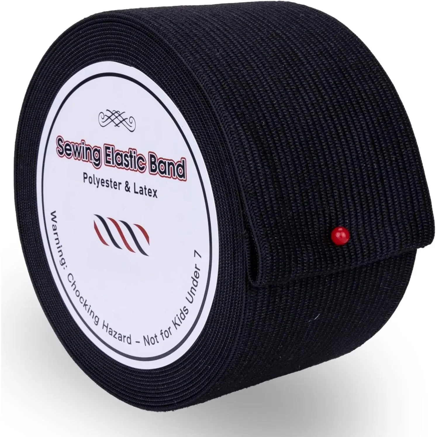 Knit Elastic Sewing Band - 2x7yd Black Neatly Coiled Polyester Band, High Durability & Elasticity for Sportswear Waistbands, Pajama Pants Trim, Necklines Craft Projects