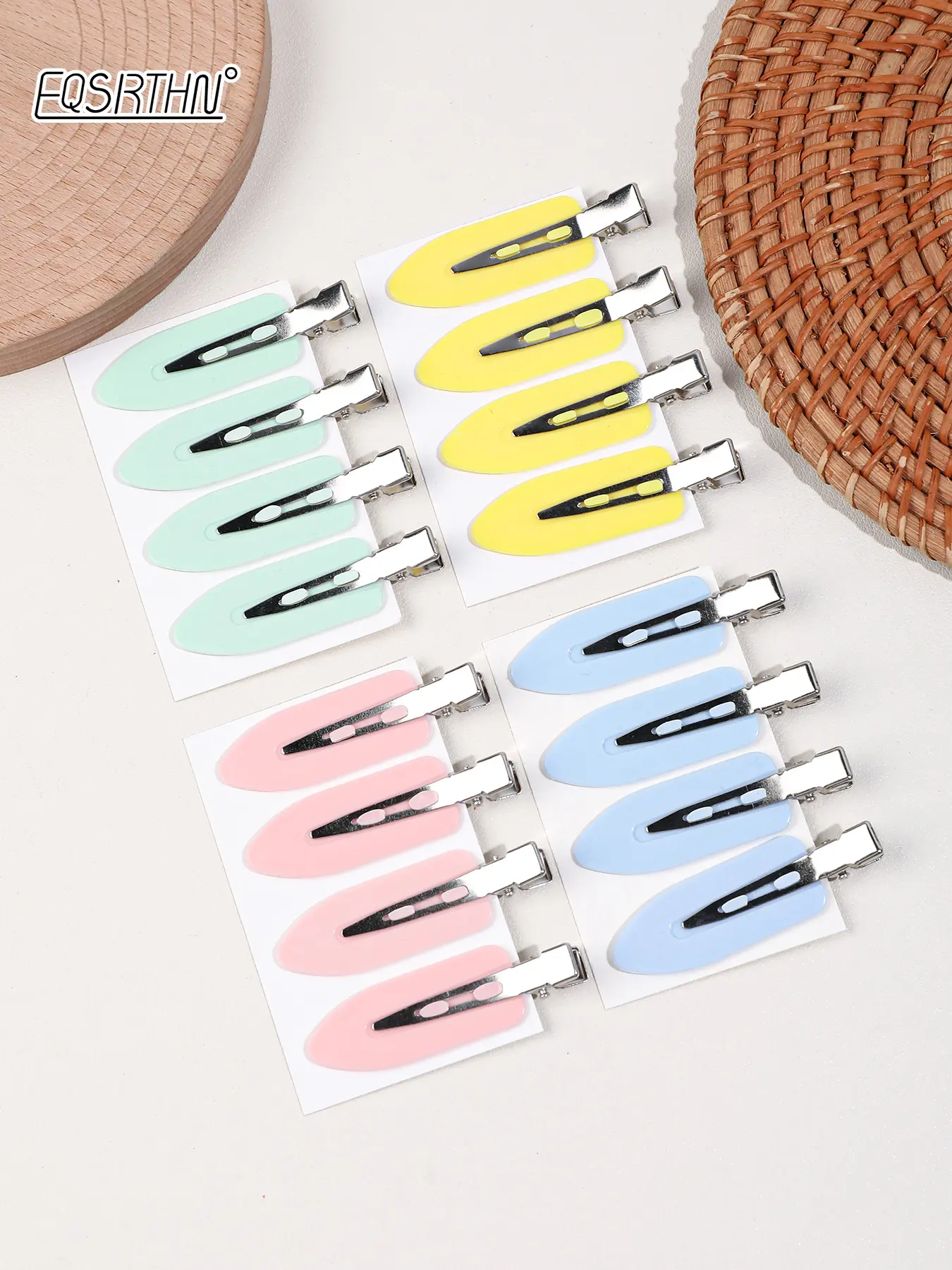 16pcs Neutral Pastel Solid Color No Crease Alligator Clips Makeup Prep Hair Barrettes Portable Hair Styling Tools For Face Washing Cosmetic Application Hair Hold Without cardstock Multi Purpose Clips