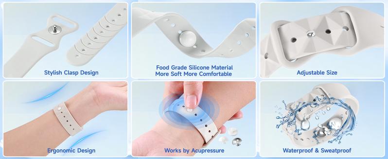 Motion Sickness Bands for Adults and Kids Nausea Relief for Pregnant Women Seasickness Wristband for Cruise Ship Essentials (white) breathable silicone