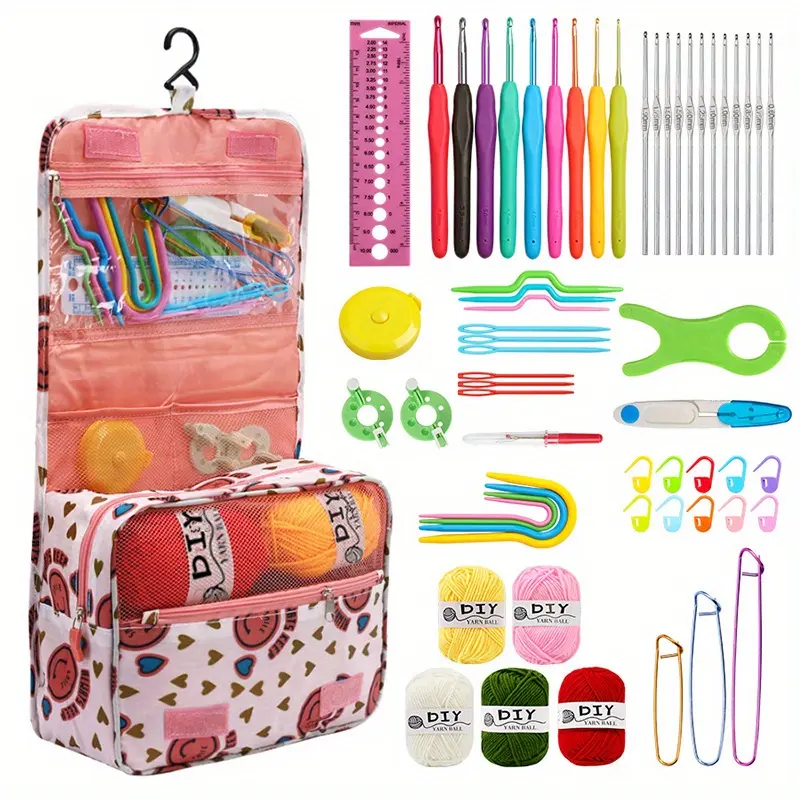 Home fabric knitting crochet products, beginner's hanging crochet hook set, multi-color TPR soft handle crochet hook, DIY yarn weaving tool for handmade sweater weaving technology