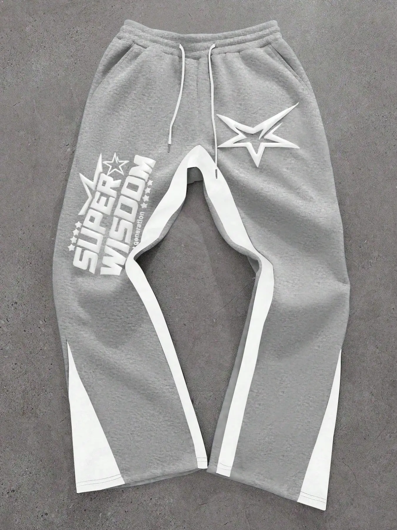 Retro Graphic Star Print Joggers with Drawstring • Aesthetic Color Block Loose Sweatpants • Streetwear Wide Leg Track Pants for Hip Hop Dance & School Outfit • Drawstring Sports Pants