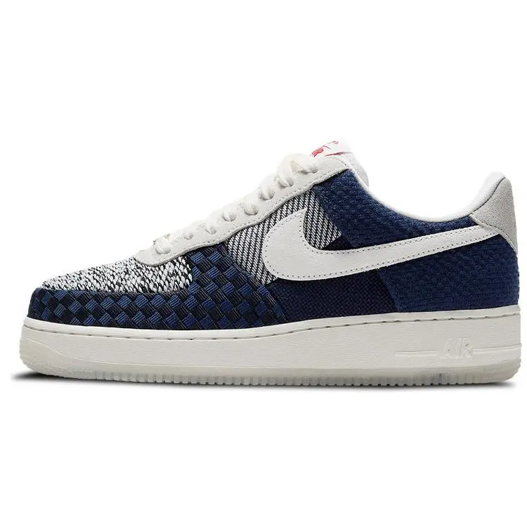 Nike Air Force 1 Sashiko Women's Low-Top Sneakers in Blue and White Fabric and Synthetic Leather Verifiable, with credentials and supporting global authentication