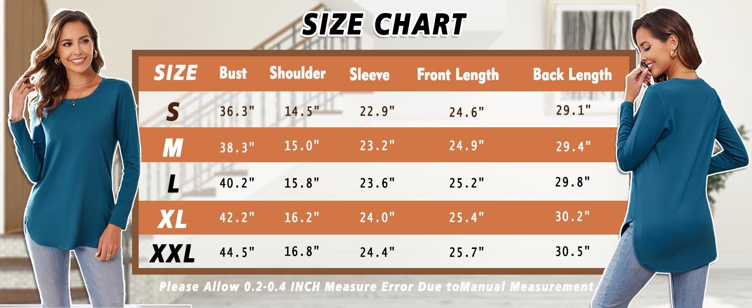 Women's Casual Long Sleeve T Shirt Crewneck with Side Split Fall Pullover Loose Tunic Sweater Tops