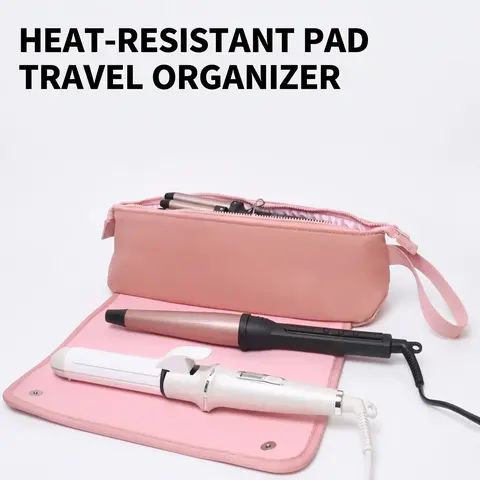 Travel Hair Tool Bag Set, Heat-Resistant Pad & Curling Iron Storage Organizer, Essential Hair Styling Accessory, Travel Organization Pouch, Carryall Grooming Organizer, Travel Accessories, Travel Essentials