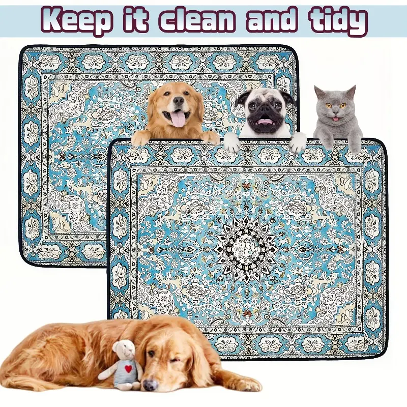 1PCS Washable PawPals Reusable High Quality Pet Training Mat - Non-Slip Absorbent Puppy Training Pad Puppy Mat for Crate, Sofa, Litter Box - Polyester, Hand Wash Only, Tear Resistant for Ultra Small to Medium Small Dogs Puppy Training Mats