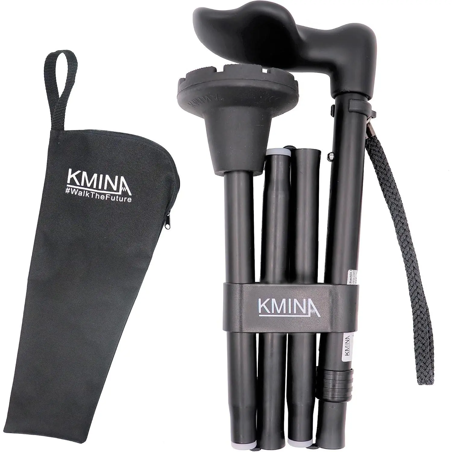 Ergonomic Walking Cane for Women and Men (Left Handed), Anatomical Palm Grip, Adjustable Height, Foldable and Lightweight, Anti ip Ferrule