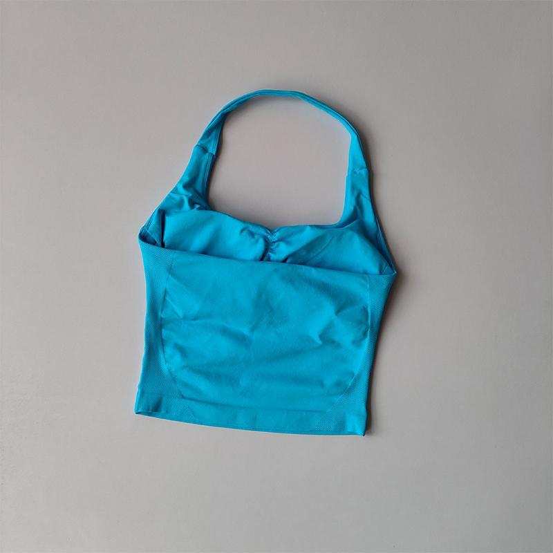 Neck Halter Shockproof Sport Longline Strappy Top Halterneck Vest Gym Support Yoga Gym Workout Seamless  Fitness Sport Bra