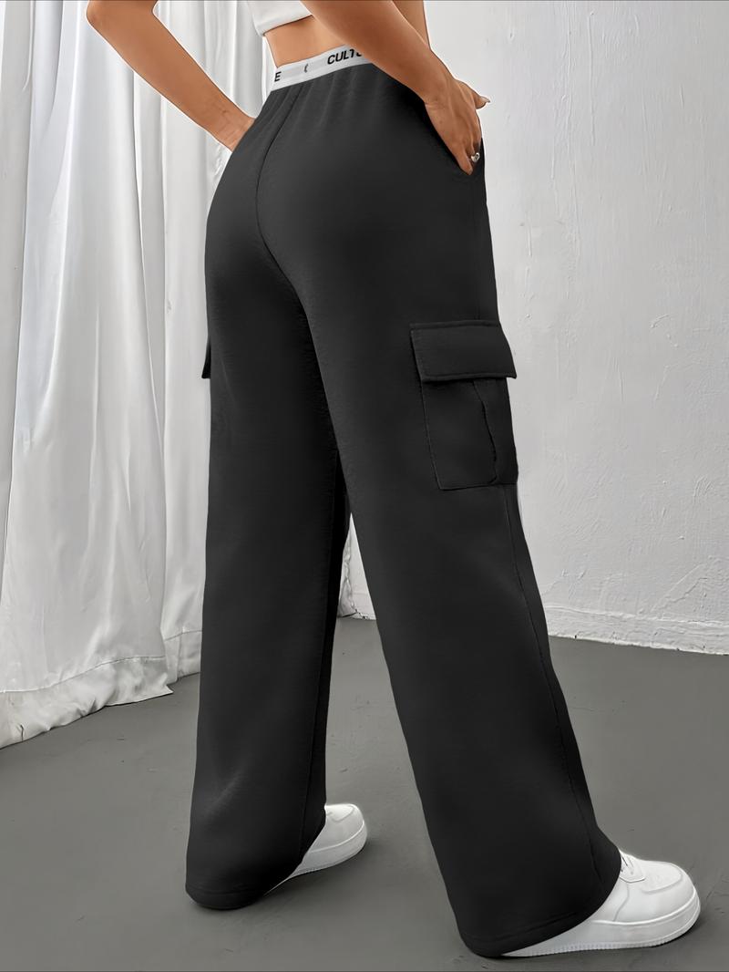 Women's Floral Print Pocket Sweatpants, Casual Jogger Pants for Spring & Fall, Women's Trousers for Daily Wear