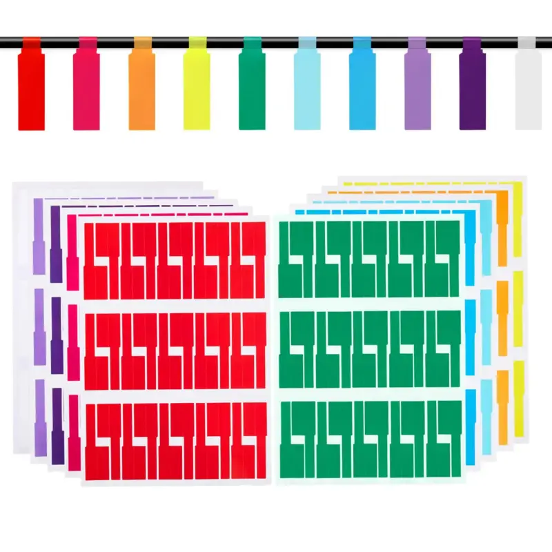 300 Cable Labels, Premium 10 Colors Wire Labels Electrical, Waterproof Cord Labels Electronics Tags for Cable Management, Self-Adhesive Cable Labels Tags for Printer and Handwriting