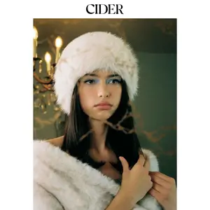 Cider Women's Luxury White Faux Fur Beanie Hat with Fluffy Pom-Pom Detail & Soft Texture