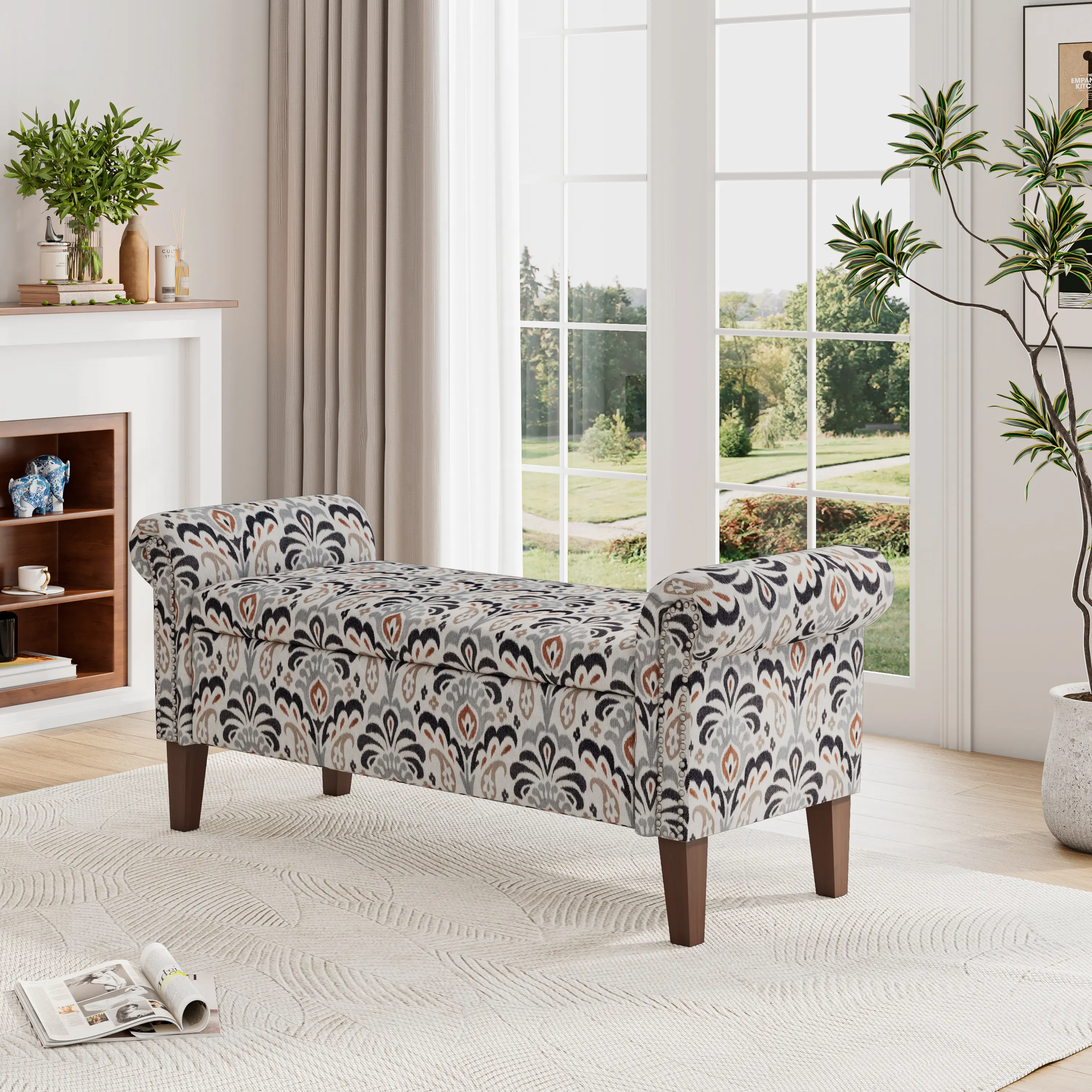 ARCH Conrad Storage Ottoman Bench with Lid, Multi-Purpose Footrest Stool for Living Room, Bedroom, Entryway, Hidden Storage Box for Blankets, Toys, Shoes, Sturdy Upholstered Seat, Compact Organizer Furniture, Home Furniture and Household Product