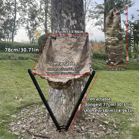 Outdoor Camping, Low-Profile Hunting Seat, Camouflage Foldable Portable Outdoor Furniture, Multi-Functional Metal and Fabric Design, Camping Folding Chairs, Lightweight Foldable Chair, Folding Chairs For Outside, Foldable Seating Chairs