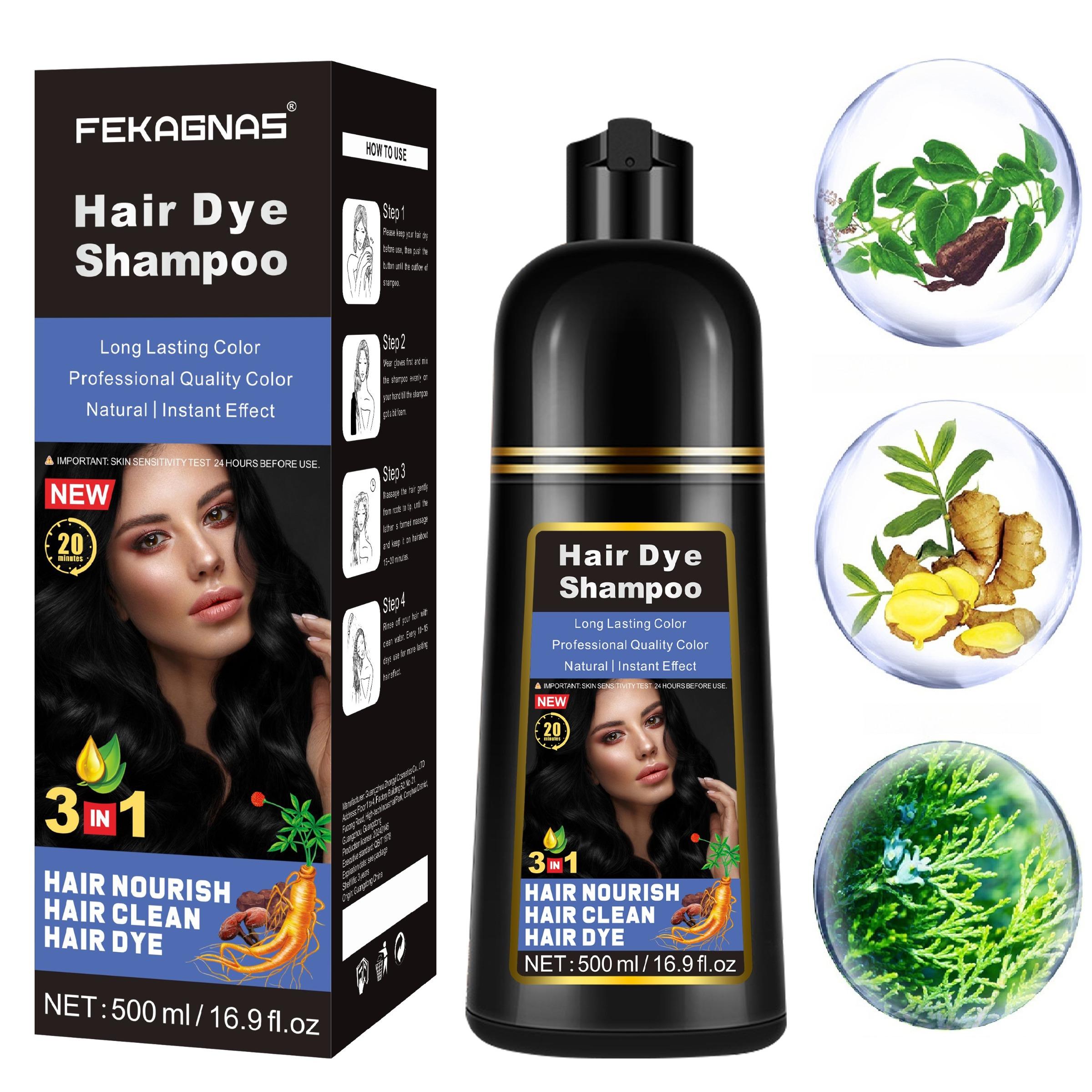 3-In-1 Plant-Based Hair Dye Shampoo, Radish & Ginger & Schisandra Leaf, Quick Color, Long-Lasting, No Odor, Gentle, Hair Care Gel, Haircare