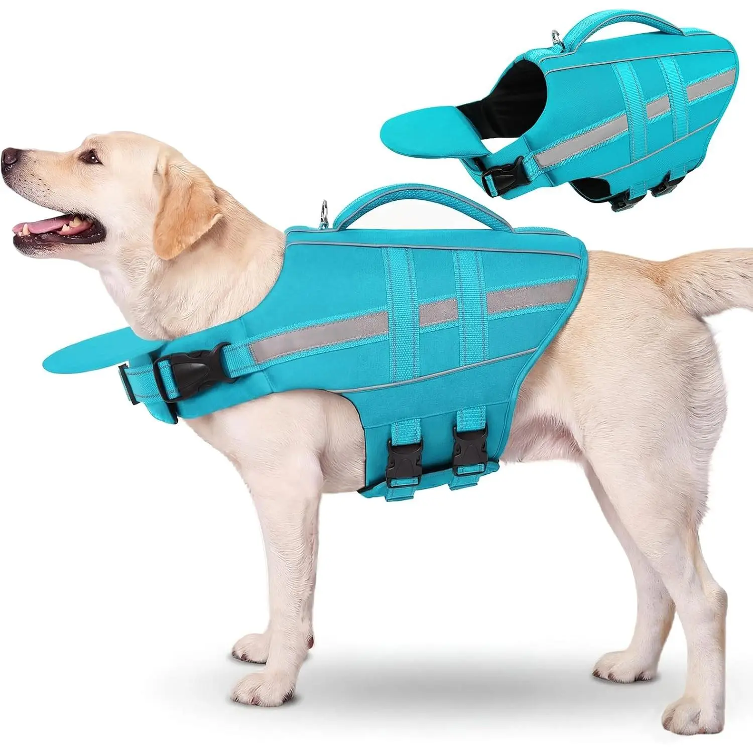Dog Life Jacket for Swimming & Boating - High Buoyancy Lifesaving Gear with Detachable Chin Float, Adjustable Reflective Ripstop Fabric, Rescue Handle, Universal Fit for Pool Safety (Turquoise, XL)