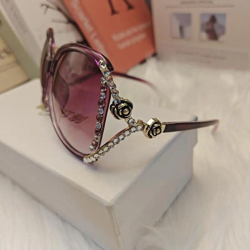 Women's Camellia Flower Rhinestone Decor Glasses Vintage Elegant Fashion Eyewear Anti-Reflective Lenses Metal Hinges Stylish Accessories for Daily & Party Wear