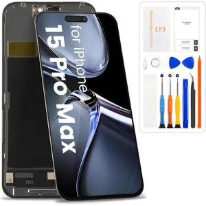 Screen Replacement for iPhone 15 Pro Max LCD Display Touch Screen Digitizer Full Assembly Repair Parts Fits A2849 A3105 A3106 A3108 Black Incell