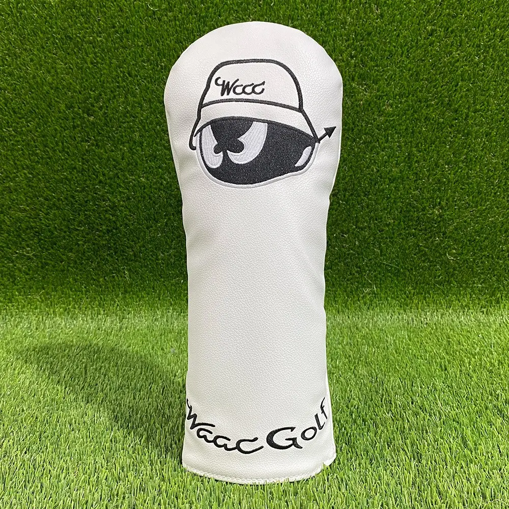 Waac Golf Club Head Covers, Cartoon Large Eye Embroidery, PU Leather, Soft Durable, Personalized Golf Equipment
