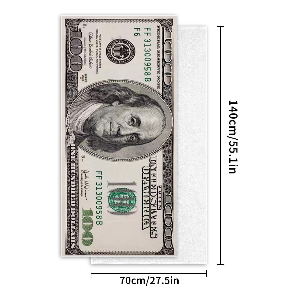 Dollar Pattern Microfiber Beach Towel, Bathroom Bath Towel, Super Absorbent, Soft Skin-Friendly Fabric, Sand Free Material, Lightweight Quick Dry Towel for Beach Travel Pool Gift for Friends