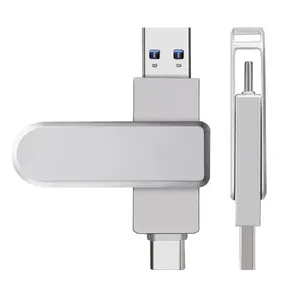 2-in-1 Dual-Head Rotating USB Drive, Type-C + USB Dual Interface, High-Speed Transfer, Compatible with Phones, Computers, Tablets, OTG Function