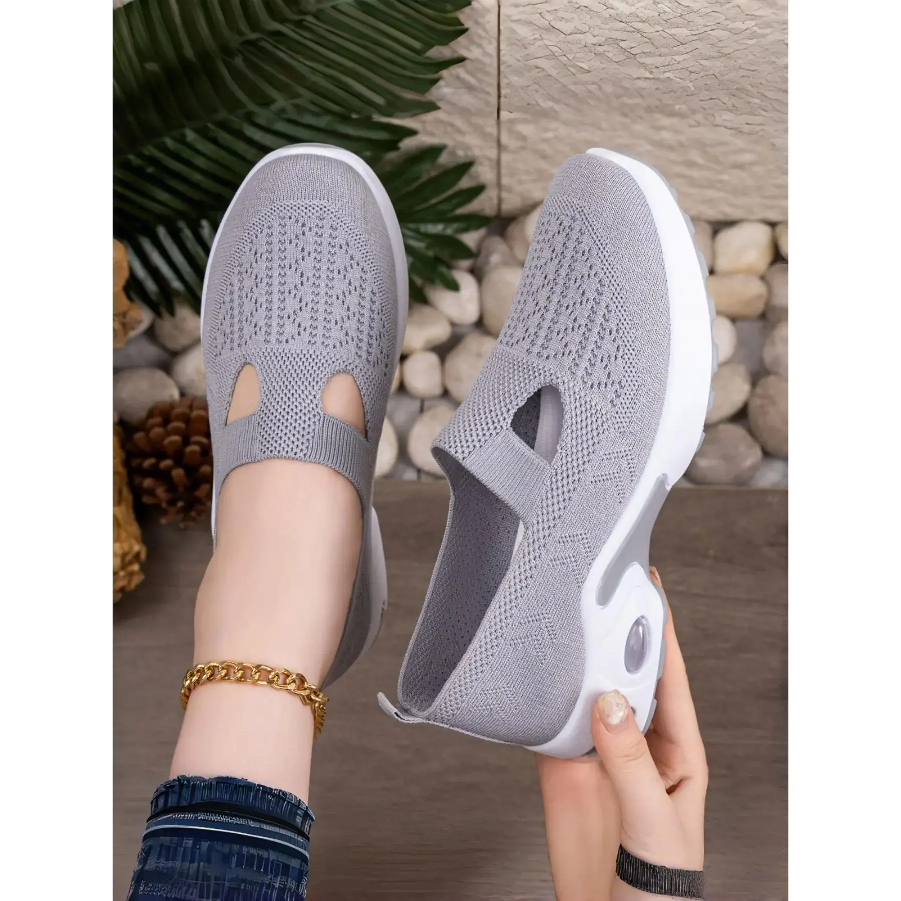 YYW1 Women's Soft Sole Casual Shoes, Lightweight Comfortable Flat Sneakers, Breathable Mesh Anti-Wear-Resistant, Mesh Sneakers, Mesh Design Sneakers