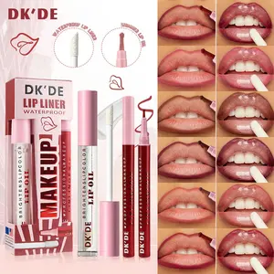 Waterproof Lip Liner and Long Lasting Smudge-Proof Lipstick, Precise Lip Definer, with Moisturizing Lip Oil and Brightening Lip Gloss, Multi-Use as Lip Primer for Exquisite Lip Lines