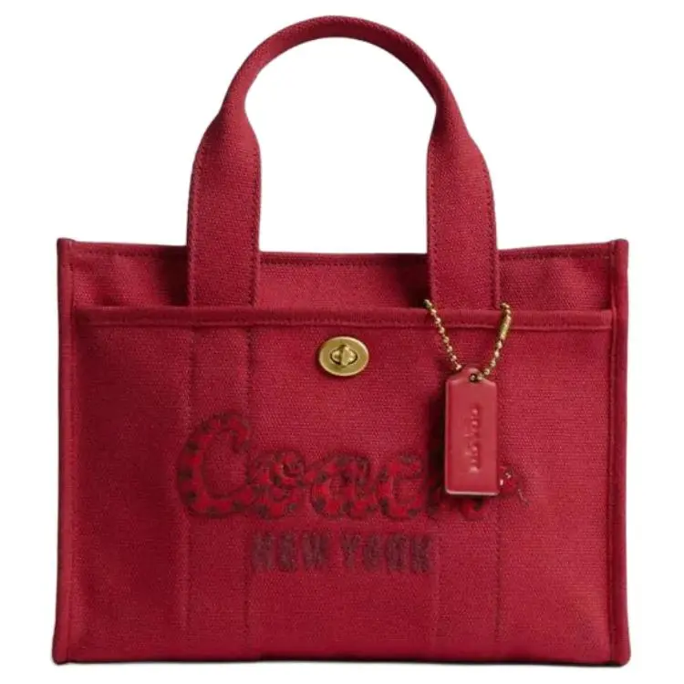 COACH Lunar New Year Snake Limited Edition Cargo Tote Bag for Women, Ruby Red
