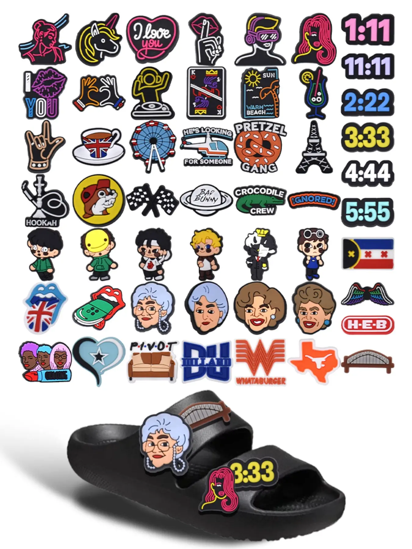 Fashionable Shoe Accessories Set, Cartoon Pattern, Game Theme, Suitable for Holey Shoes, Party Gifts for Boys and Girls