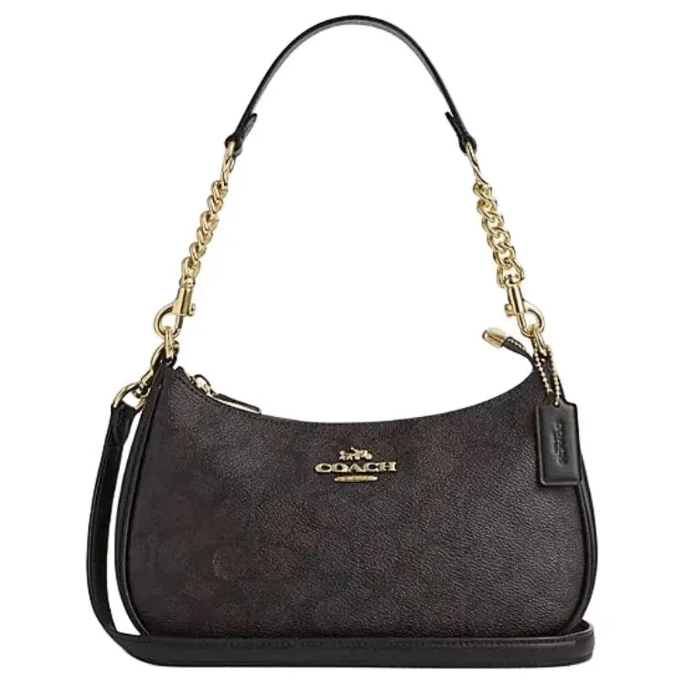 COACH Teri 24 Classic Monogram Crossbody Bag for Women, Medium Size, Brown