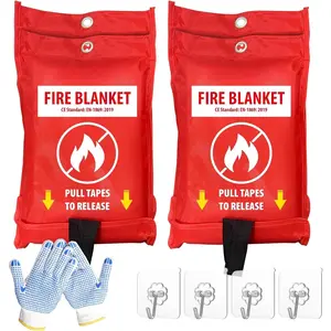 Fire Blanket for  and Kitchen Fiberglass Fire Suppression Blanket  for School Warehouse Camping  Office Grill (4 Pack, 40 in X 40 in)