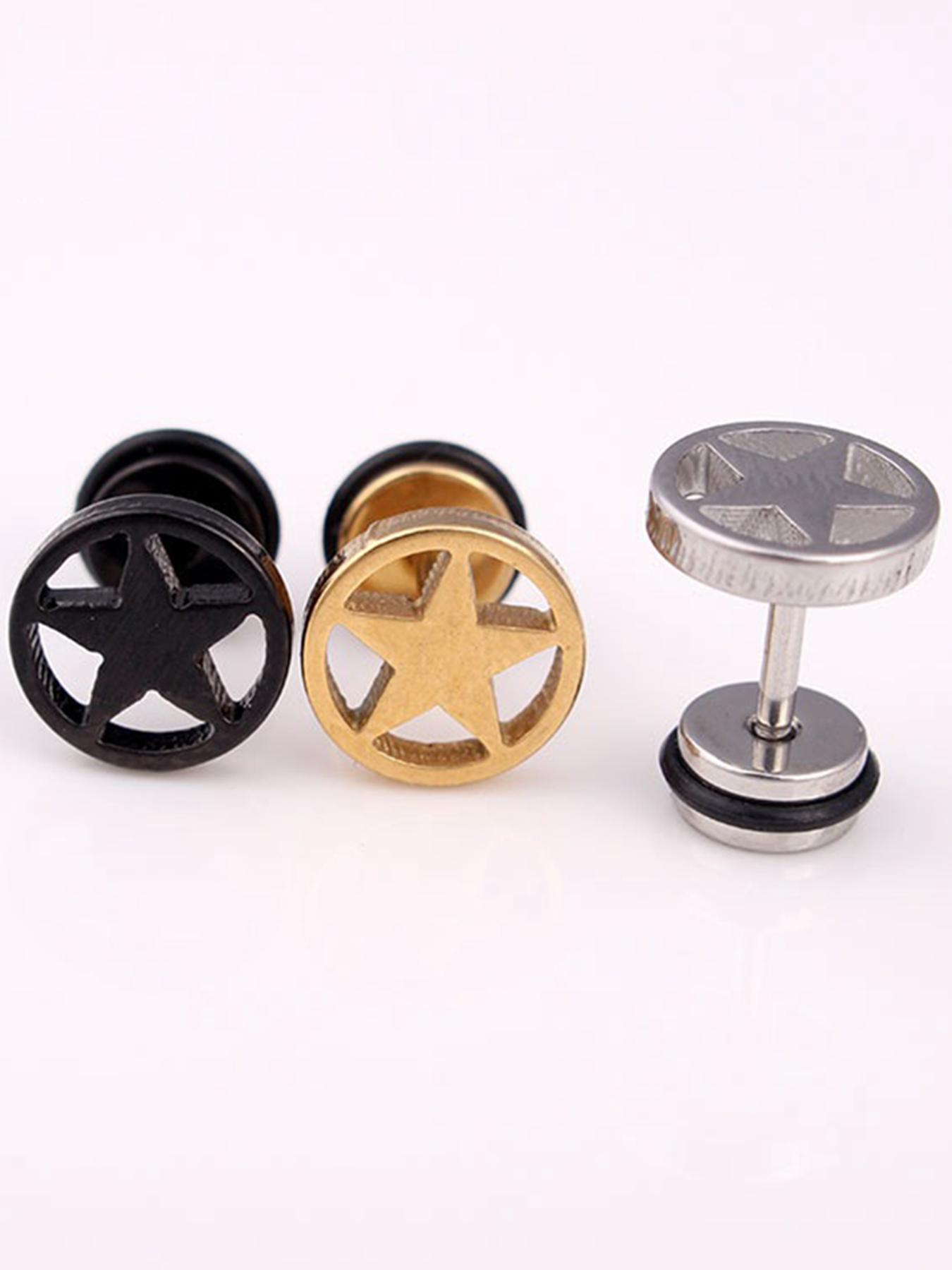 Punk Style Screw & Star & Lightning Design Earrings Set, 12 Pairs Stainless Steel Stud Earrings for Men & Women, Fashion Stainless Steel Jewelry for Party, Exquisite Jewelry for Birthday Gift