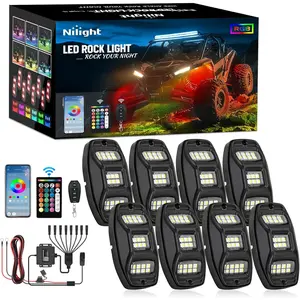 Nilight RGBW LED Rock Lights Kit, 8 Pods 22LED Wide Angle Remote & Bluetooth App Dual Control with Music Modes Multicolor Underglow Neon Wheel Well Light Fit for ATV UTV SUV Offroad Truck RZR Boat