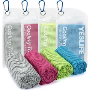 4 Pack Cooling Towels 40"x12", Gym Towels for Men and Women, Soft Breathable Workout Towels for Yoga, Running, Sport, Workout, Camping, Fitness & More (Blue, Grey, Green, Pink)Gift