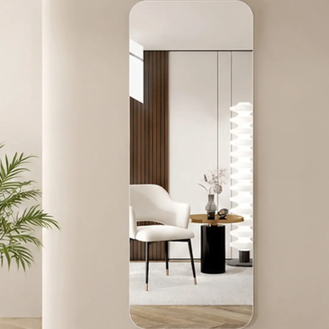 ARCH Full Body Wall Mirror 65x24 inch Round Corner Hanging Mirror for Living Room Bedroom Cloakroom, 5mm Silver Explosion-Proof Glass, HD Imaging, Frameless Dressing Mirror with Hanging Holes, Multiple Size Options, Silver/Silver+Clear Color Options