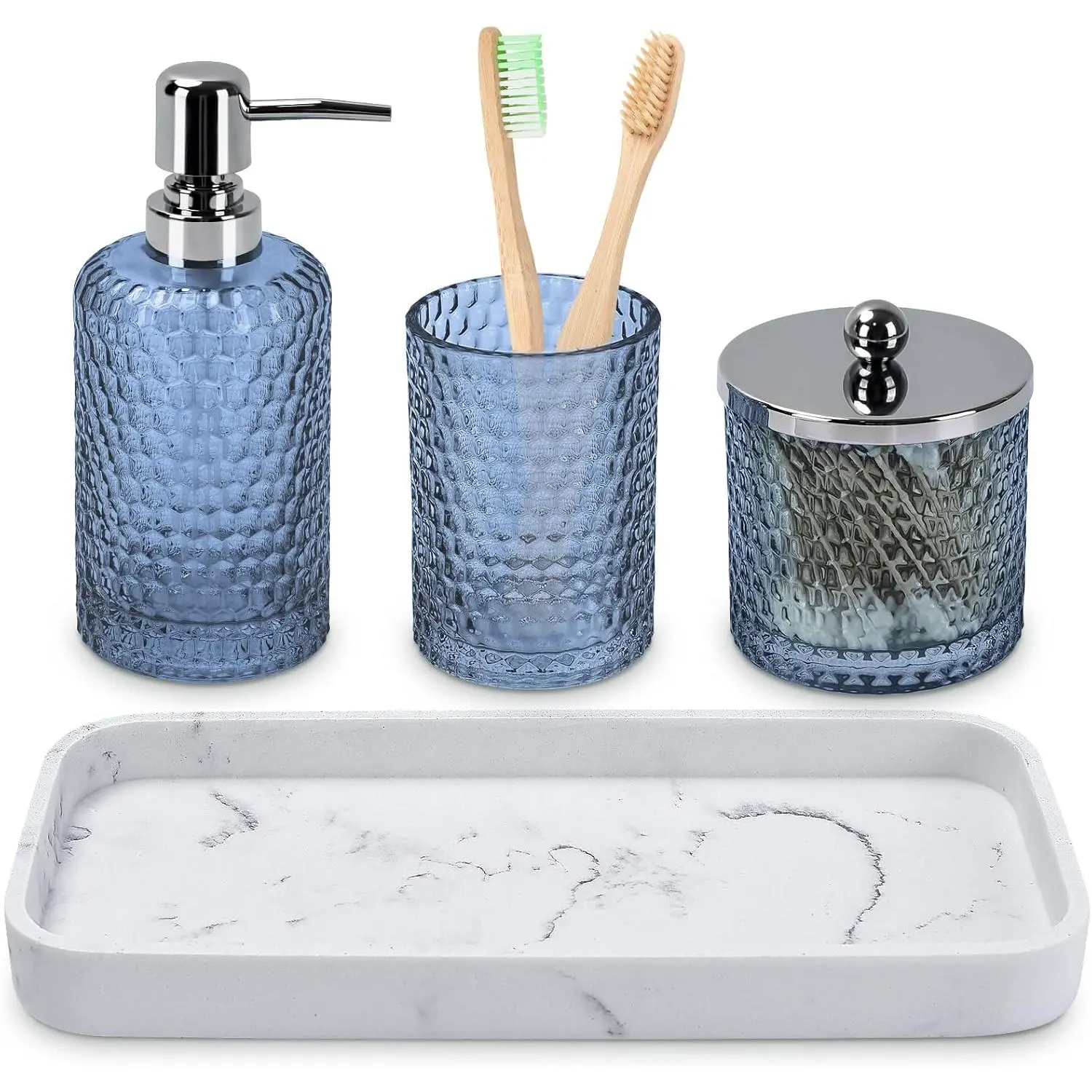 Blue + White Marble Pattern Tray
