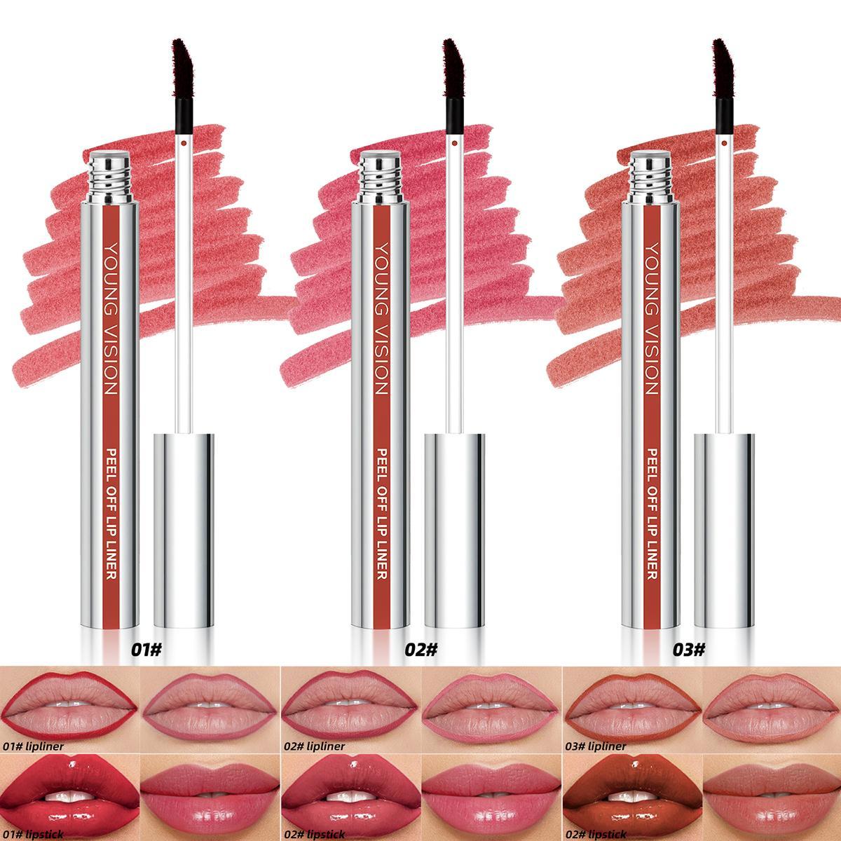 YOUNG VISION Lip Liner Pens Balm with Upgraded, Moisturizing Formula, 3 Counts/set Defines Lips with Smooth, Precise Color Makeup