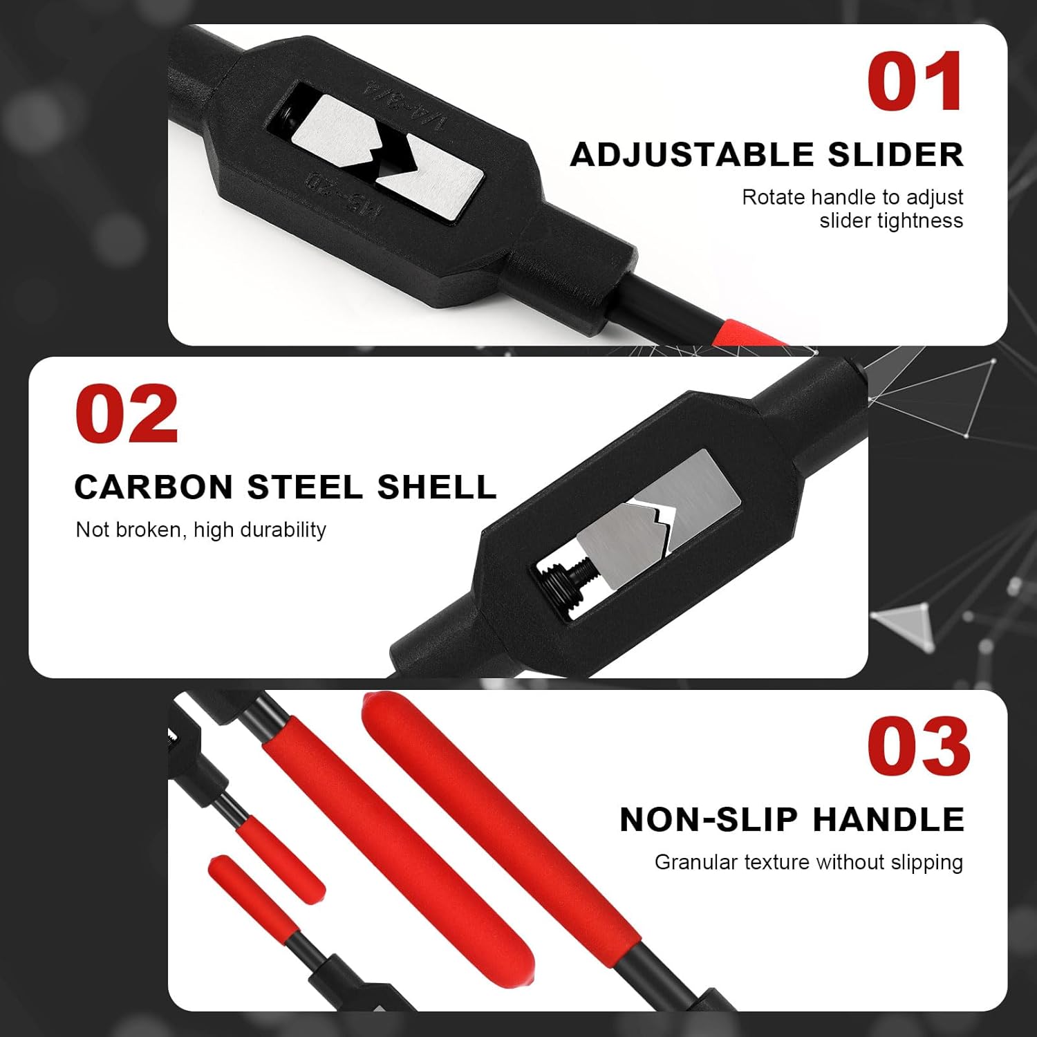 2 count Adjustable Tap Wrench Handle Tool Ratcheting for Tap Reamer (1/4"-3/4",1/16"-1/4")