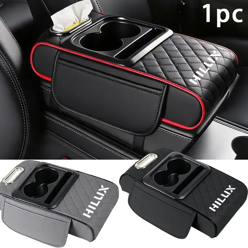 Toyota Hilux Armrest Pad, Ergonomic Design, Thick Sponge Material, Multi-Functional Storage Slots, Durable & Comfortable Fit