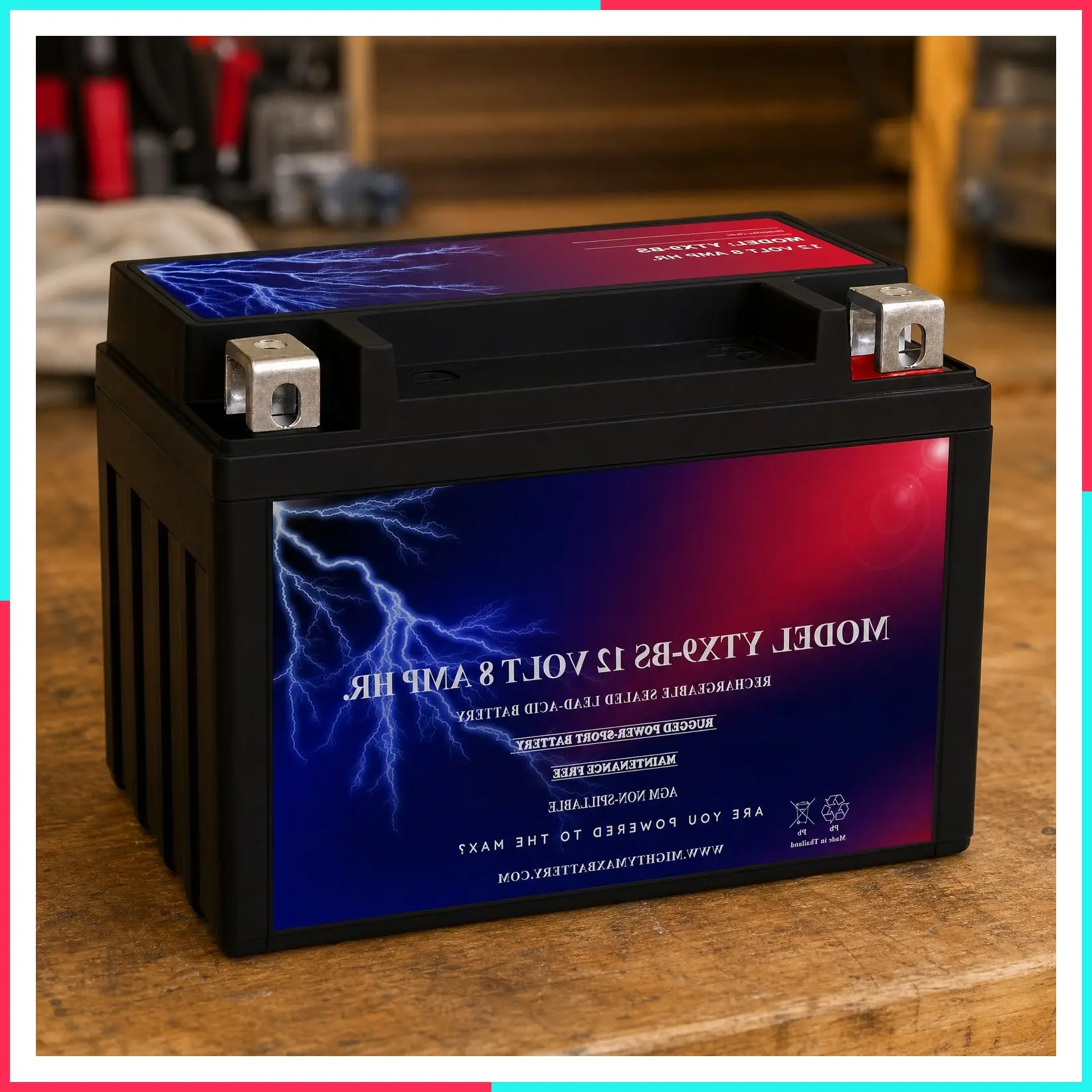 YTX9-BS 12 Volt 8 AH, 135 CCA, Rechargeable Maintenance Free SLA AGM Motorcycle Battery