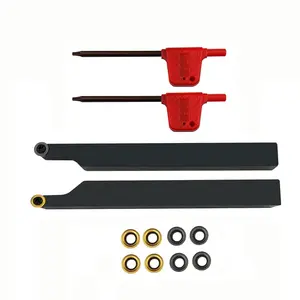 3/8" 1/2" SRACR1010/1212 H06 Lathe Turning & Profiling Tool Holder with RCMT0602 Round Carbide Milling Inserts for Steel Stainless Steel 2pcs 3/8 holders + 10pcs inserts