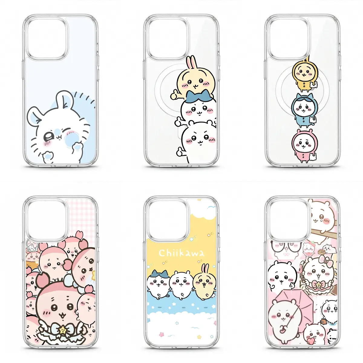 Cute Chiikawa Cartoon Characters Y2K Style Transparent Magsafe Phone Case for iPhone 11 12 13 14 15 16 17 Pro Max Plus Air Holiday Gift Protection