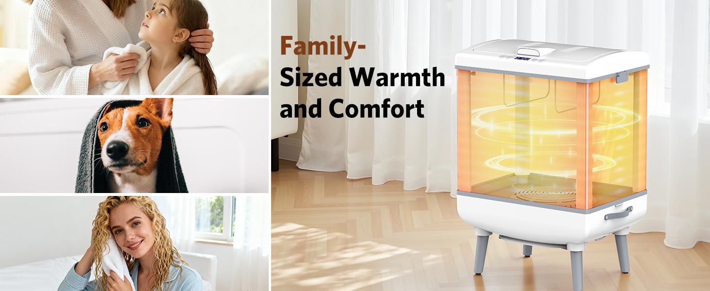 R.W.FLAME 35L Foldable Towel Warmer Bucket, Hot Towel Warmers with Fast Heating, One-Piece Space-Saving Design, Auto Shut Off, Fits Up to Three 45"X70" Oversized Towels or Two Robes