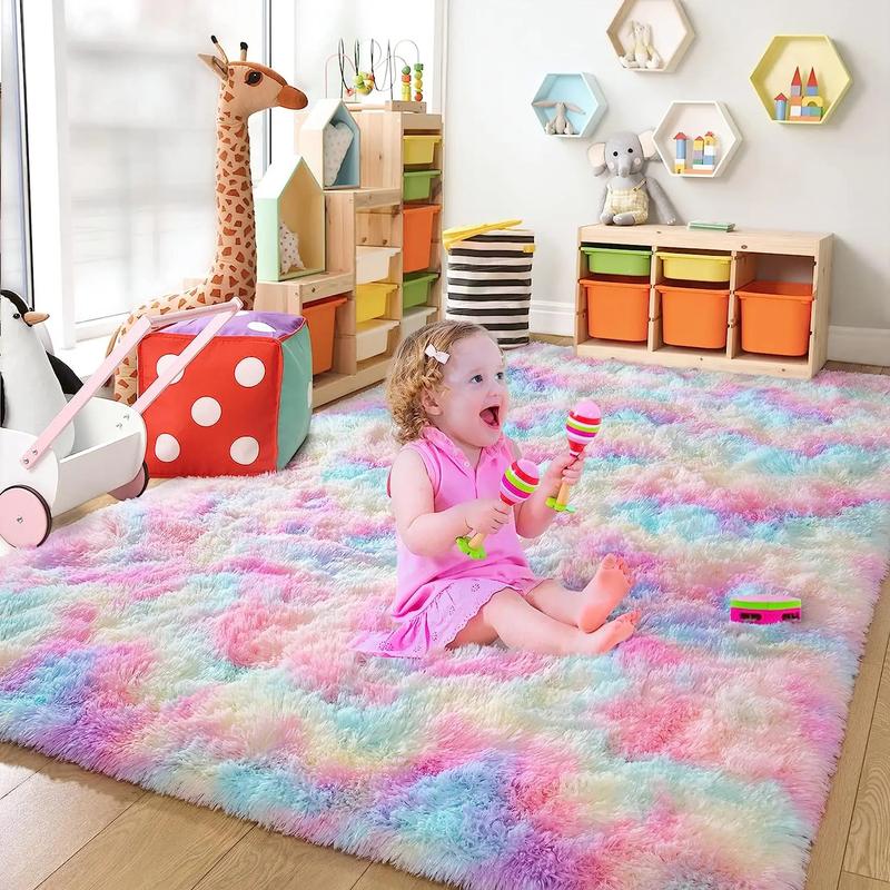 Solid Color Fuzzy Rug,  Rectangle Non-slip Soft Tuff Tufted Bedroom Carpet, Winter Warm Floor Mat for Home Living Room Decor, Fall Decor, Valentine's Day Gift