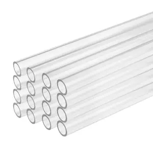 16 Pack PETG Hard Tubing 14 mm / 0.55 inch Outer Diameter 10 mm / 0.39 inch Inner Diameter 450 mm / 17.7 inch Length Rigid Pipe for PC Water Cooling System, Transparent