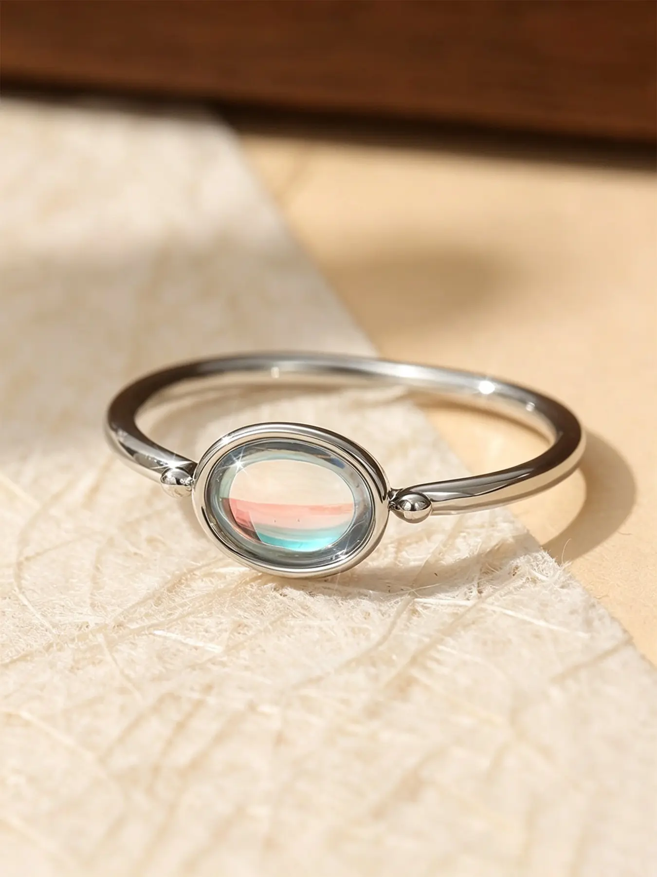 Fashion Oval Moonstone Ring for Women, Simple and Casual Everyday Commute Jewelry, Versatile and Stylish Band Ring for Daily Wear, Jewelry Rings