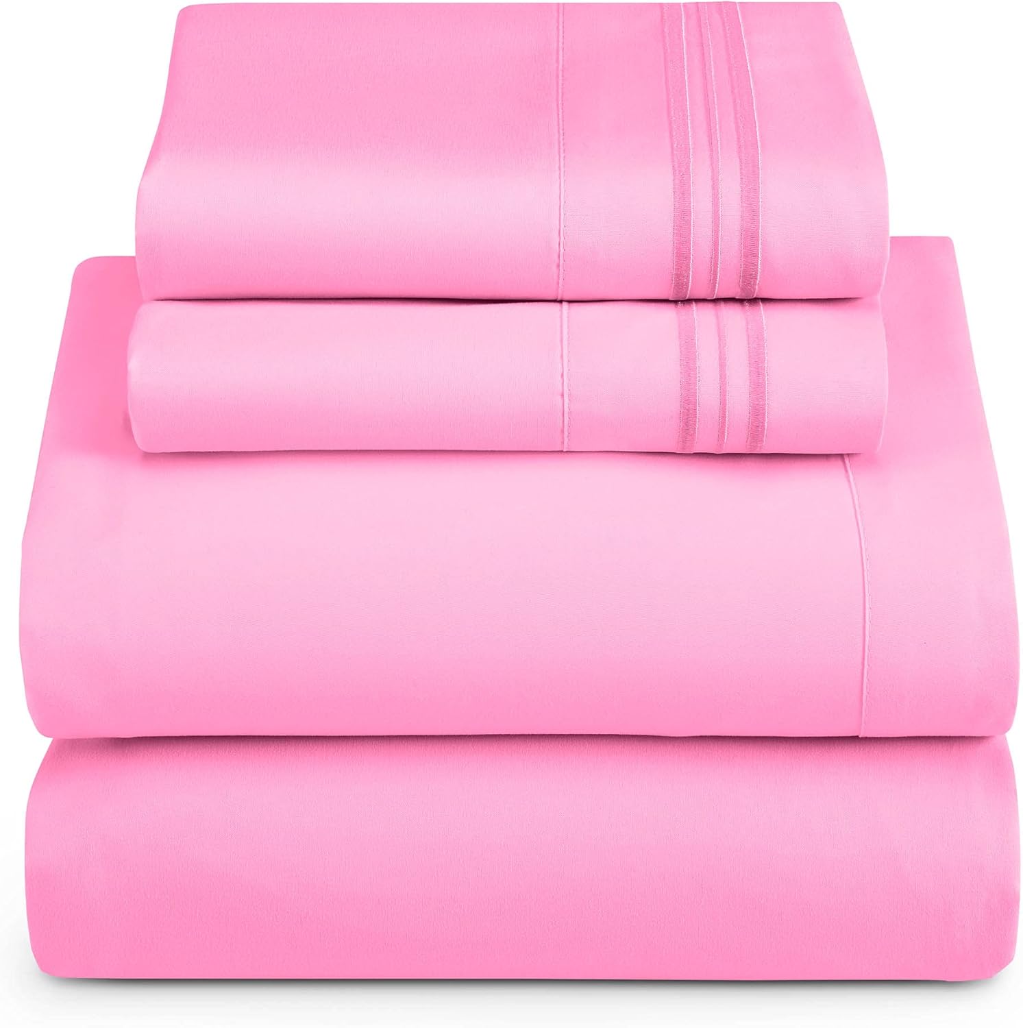 Split King Size - 5 Sheet, Double Brushed - Extra  Pillowcases, Split King, Light Pink