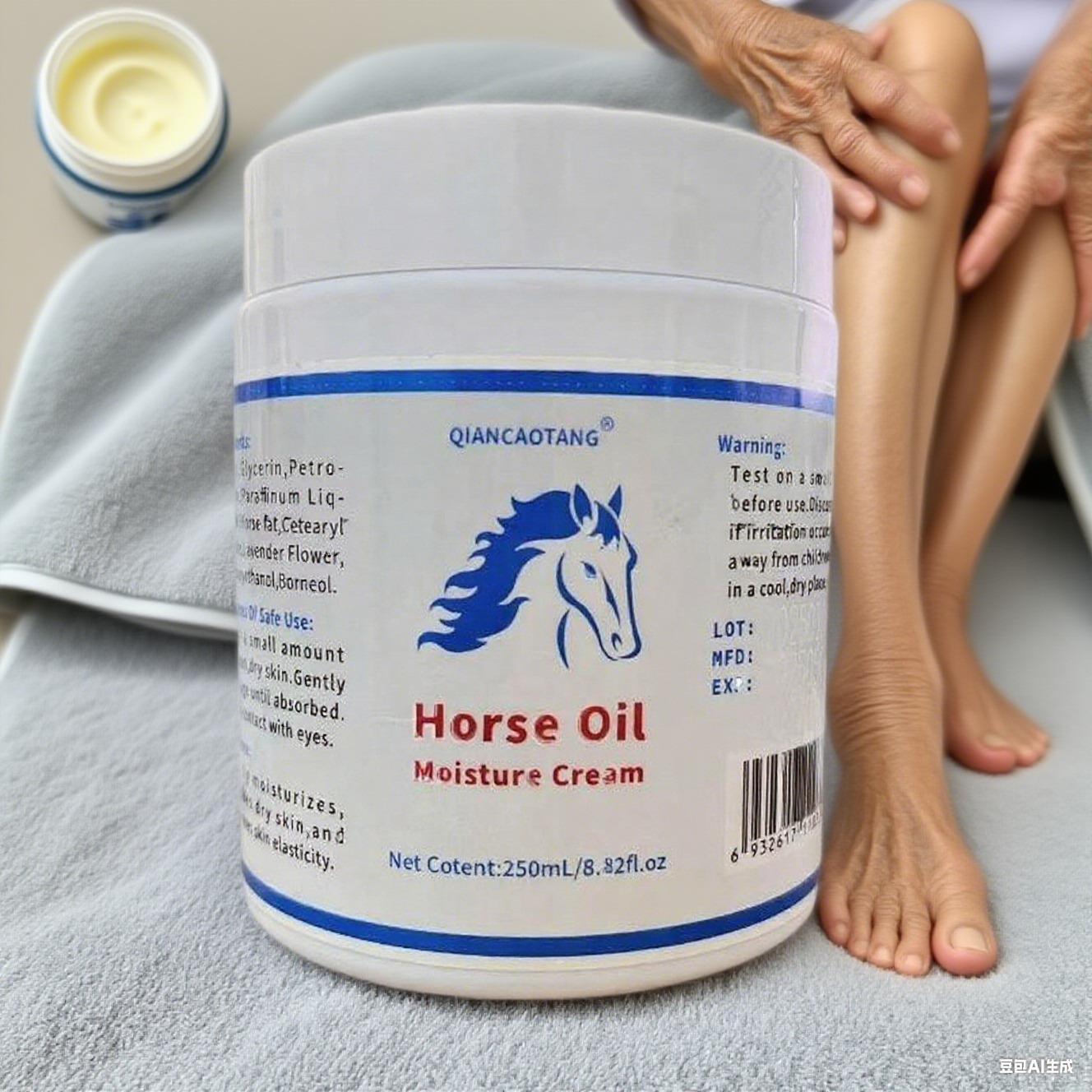 Horse Oil Massage Cream with Vitamin C – 48H Hydration Boost | For All Skin Types | Tea Rosé Infused
